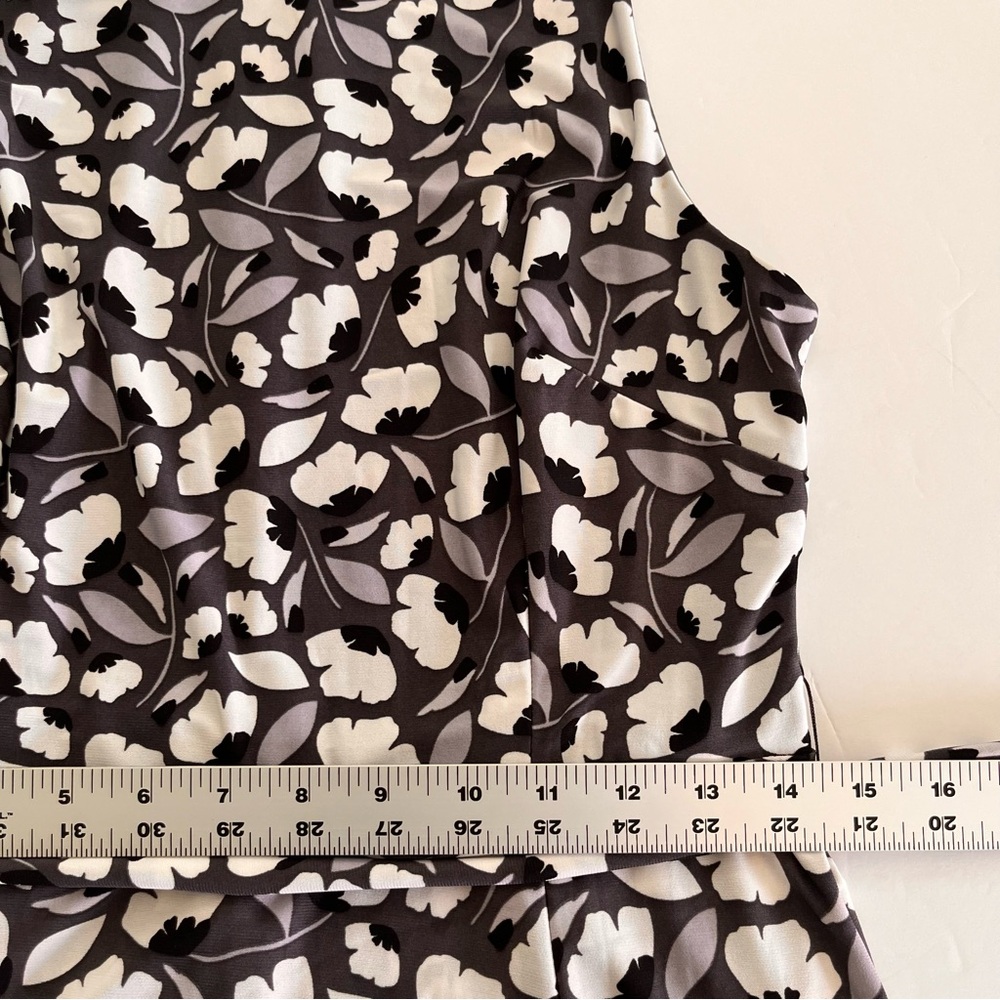 Anne Klein Sleeveless Black Gray and White Women's Midi Dress Floral, Size 6 - Picture 9 of 10
